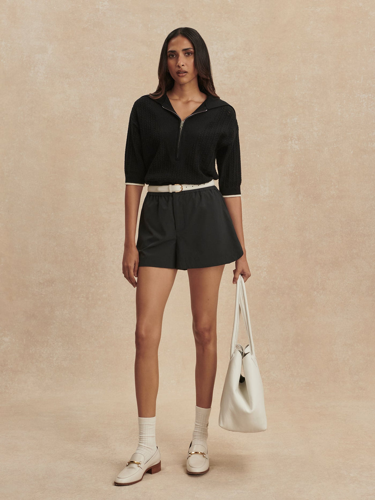 Arney Half Zip Knit Polo Black - Varley