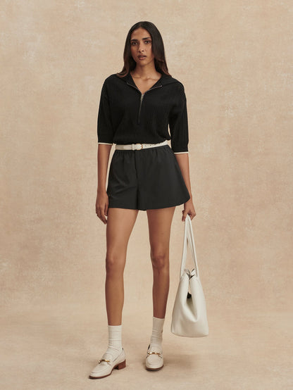 Arney Half Zip Knit Polo Black - Varley