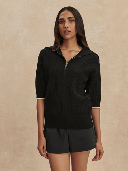 Arney Half Zip Knit Polo Black - Varley