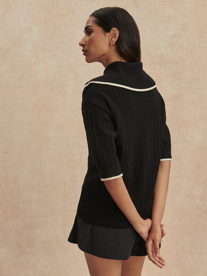Arney Half Zip Knit Polo Black - Varley
