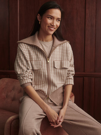 Ablett Jacquard Knit Jacket Taupe - Varley