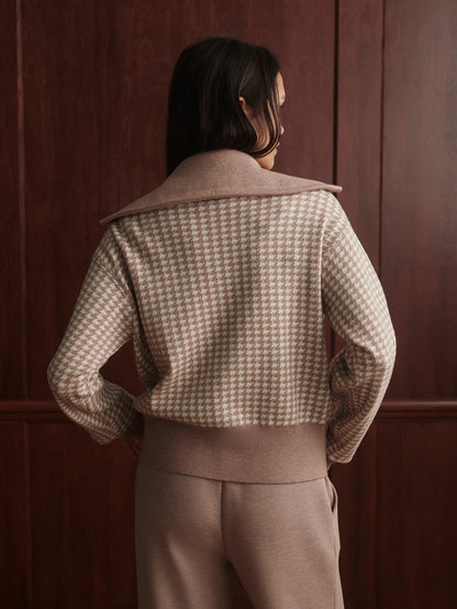 Ablett Jacquard Knit Jacket Taupe - Varley