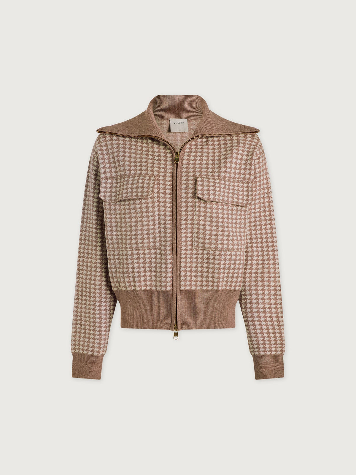 Ablett Jacquard Knit Jacket Taupe - Varley
