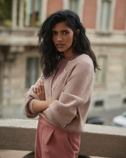 Kennings Half Button Knit Ginger Rose Fleck - Varley