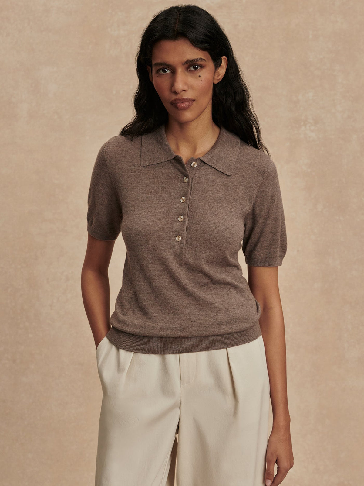 Toni Fine Knit Polo Cinder Marl - Varley