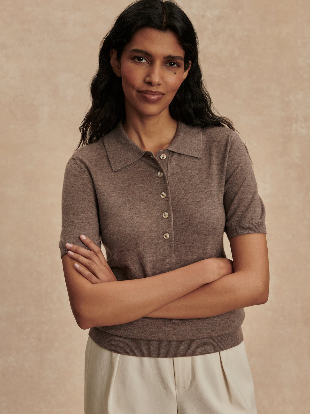 Toni Fine Knit Polo Cinder Marl - Varley