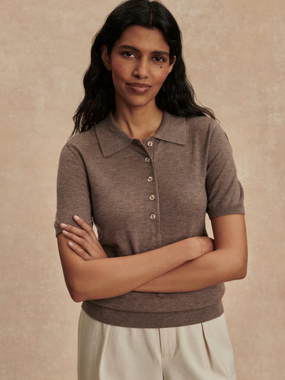 Toni Fine Knit Polo Cinder Marl - Varley
