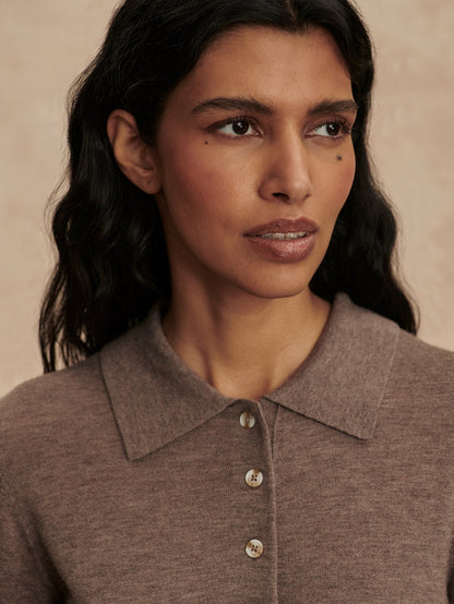 Toni Fine Knit Polo Cinder Marl - Varley