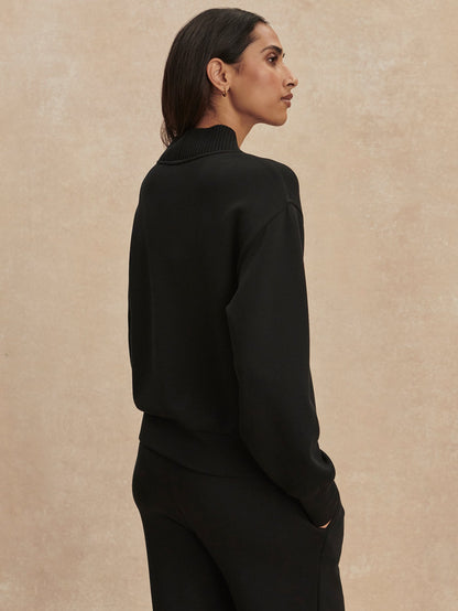 Lucine Button Front Sweat Black - Varley