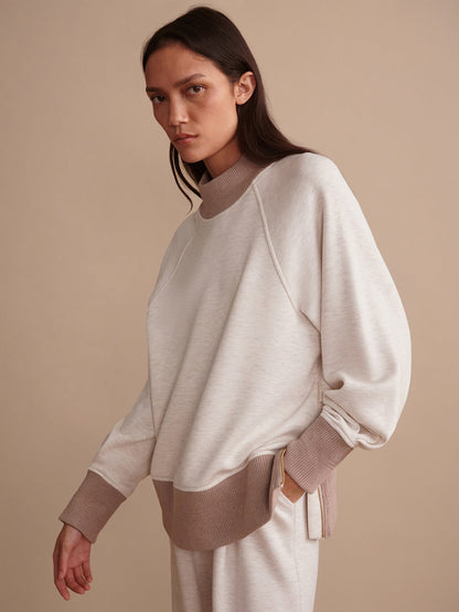 Loxley Raglan Boyfriend Sweat Ivory Marl/ Taupe Marl - Varley