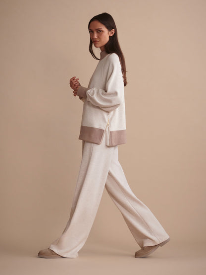 Loxley Raglan Boyfriend Sweat Ivory Marl/ Taupe Marl - Varley