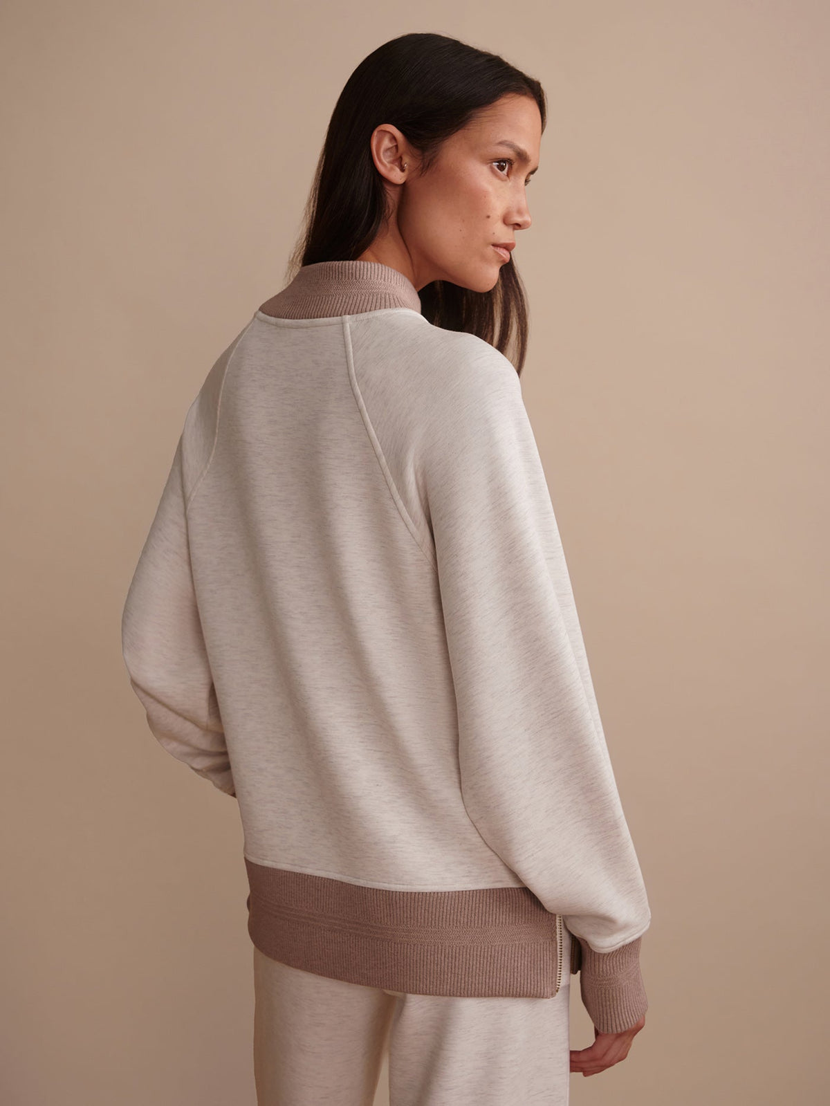 Loxley Raglan Boyfriend Sweat Ivory Marl/ Taupe Marl - Varley