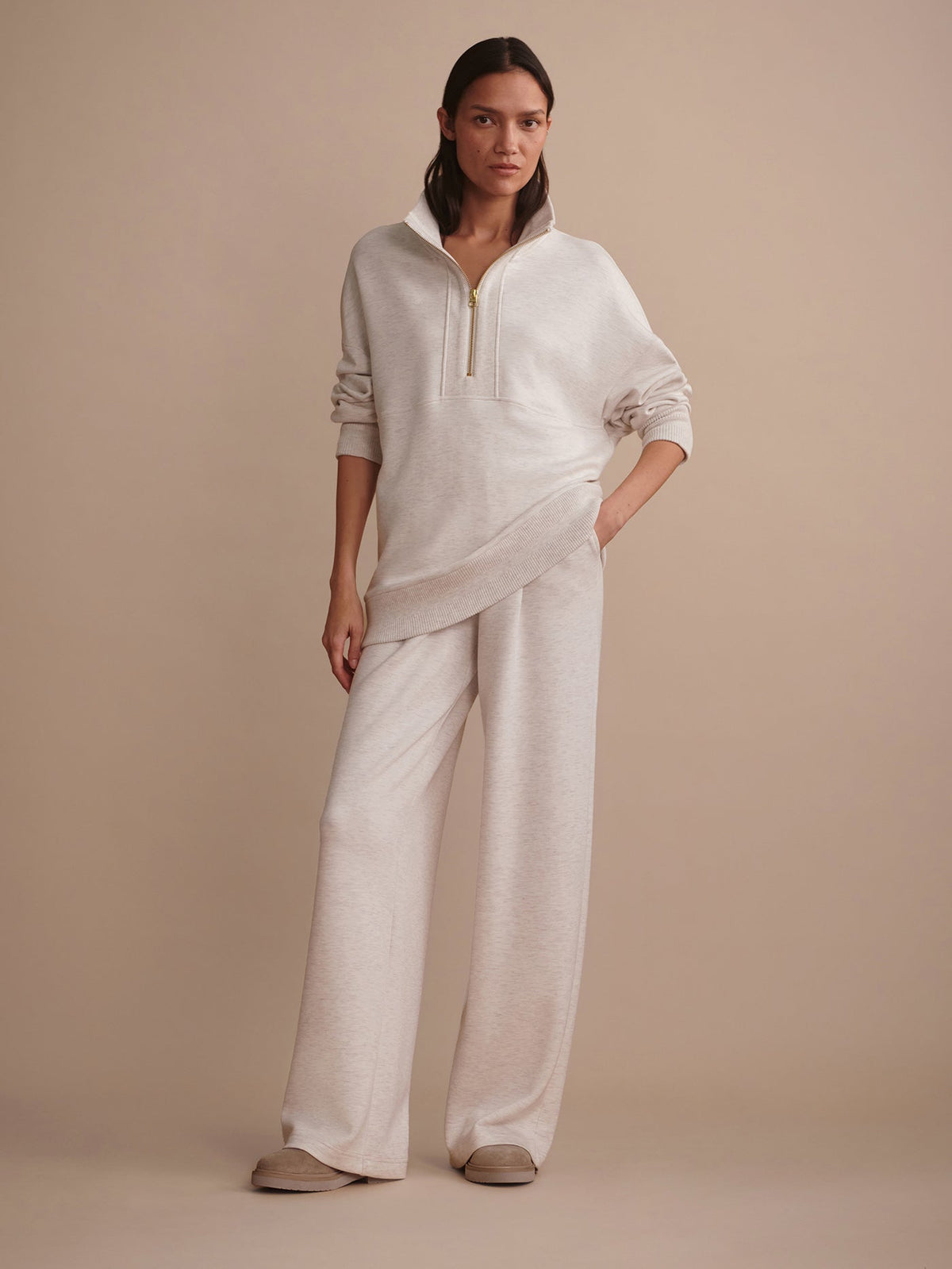 Molly Half Zip Longline Sweat Ivory Marl - Varley
