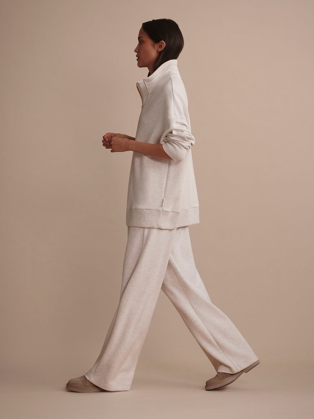 Molly Half Zip Longline Sweat Ivory Marl - Varley