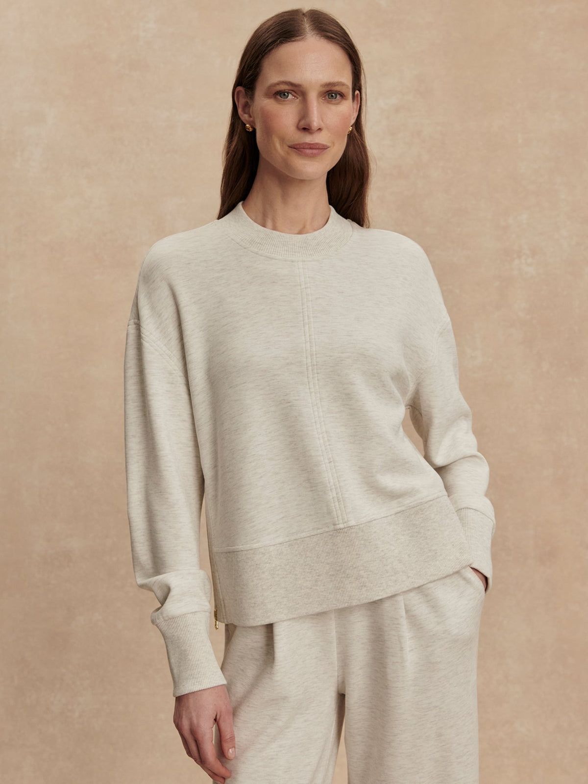Philippe Crop Sweat Ivory Marl - Varley