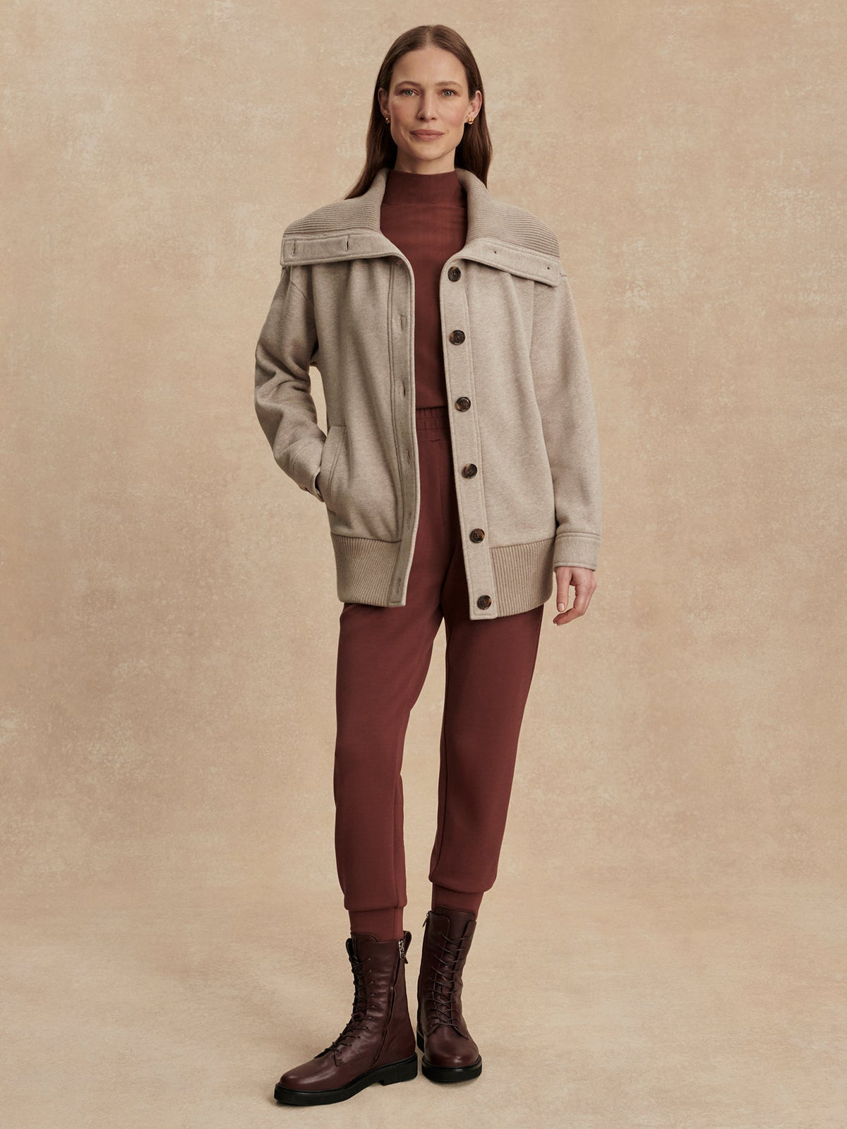 Tammy Button Through Jacket Taupe Marl - Varley