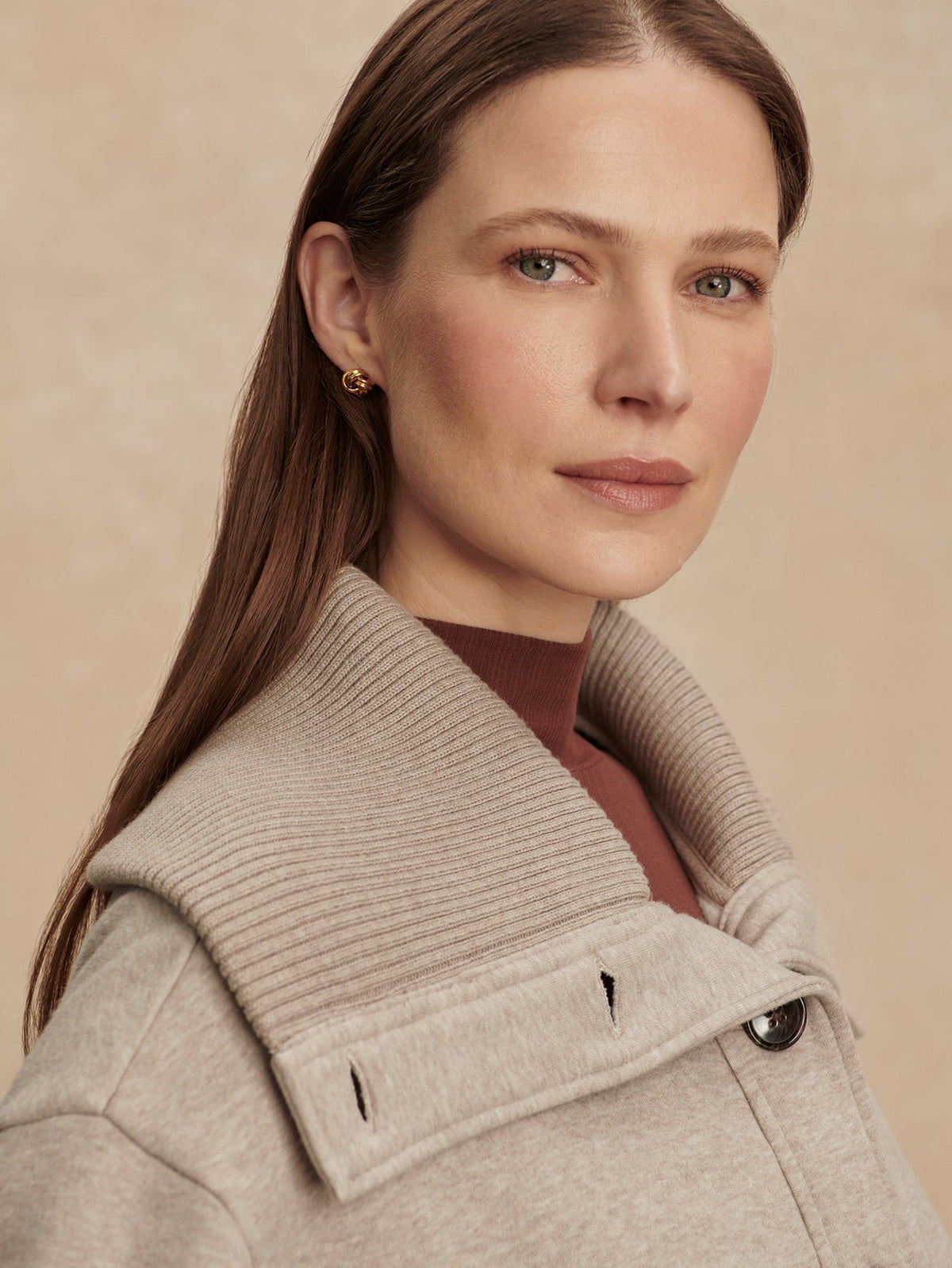Tammy Button Through Jacket Taupe Marl - Varley