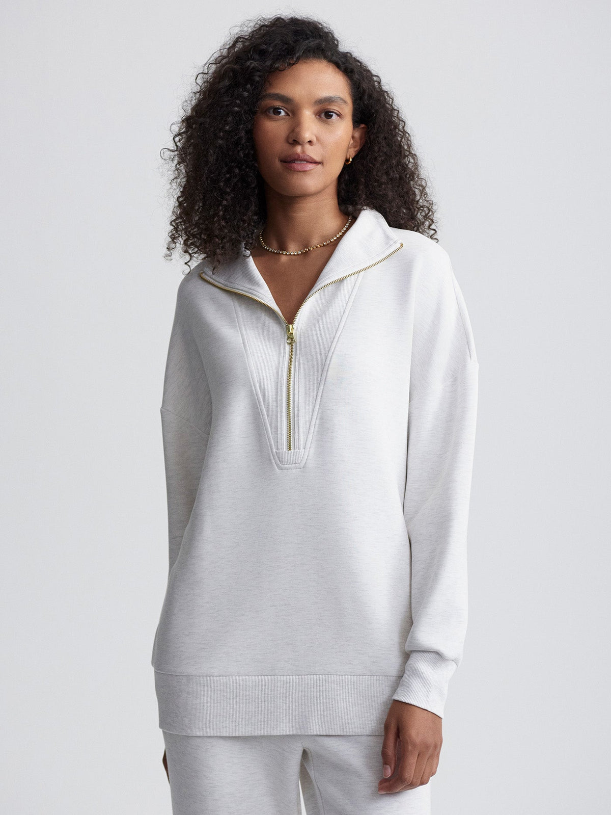 Masie Longline Sweat Ivory Marl - Varley