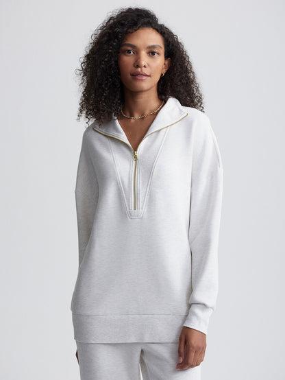 Masie Longline Sweat Ivory Marl - Varley