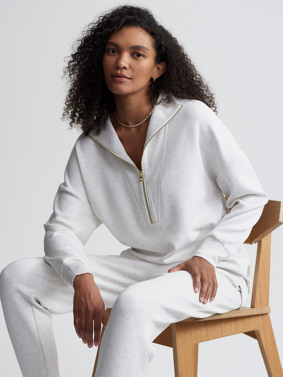 Masie Longline Sweat Ivory Marl - Varley