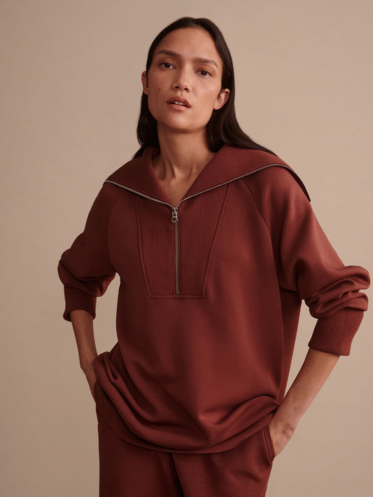 Xina Half Zip Longline Sweat Cinnamon - Varley