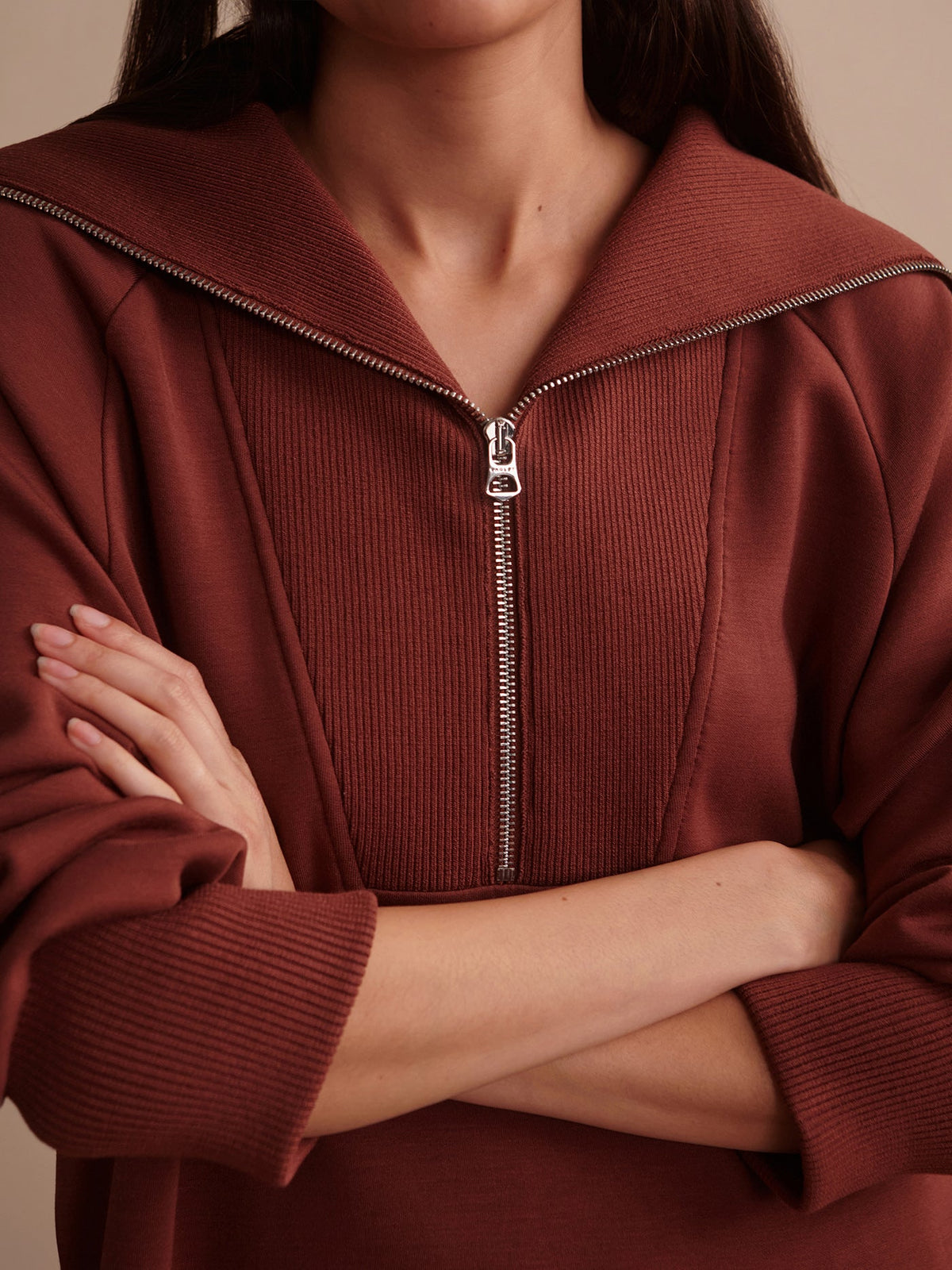 Xina Half Zip Longline Sweat Cinnamon - Varley