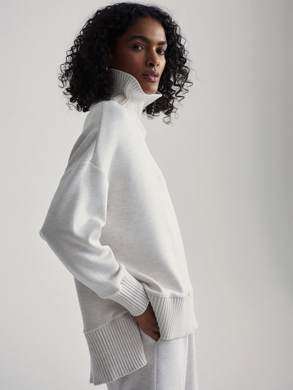 Barker High Neck Sweat Ivory Marl - Varley