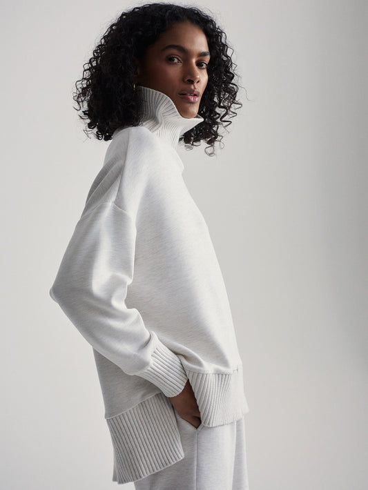 Barker High Neck Sweat Ivory Marl - Varley
