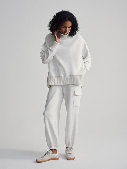 Barker High Neck Sweat Ivory Marl - Varley
