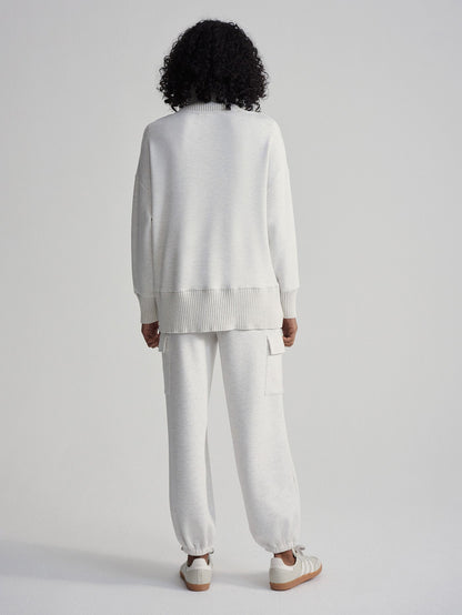 Barker High Neck Sweat Ivory Marl - Varley