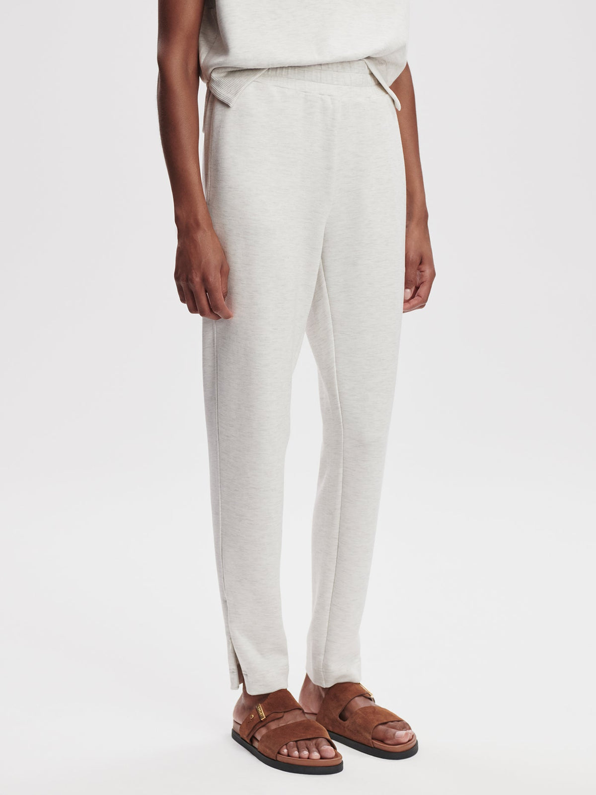 The Slim Zip Hem Pant 29.5" | VARLEY US Ivory Marl - Varley
