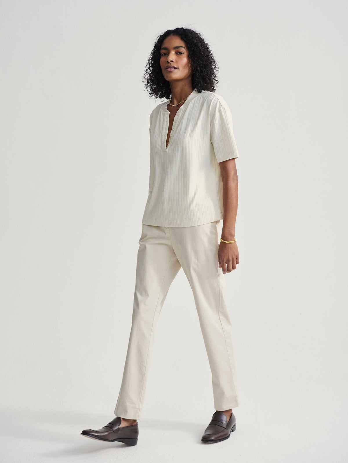 Kasey Mock Placket Rib Tee 2.0 Birch - Varley