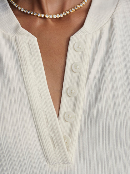 Kasey Mock Placket Rib Tee 2.0 Birch - Varley
