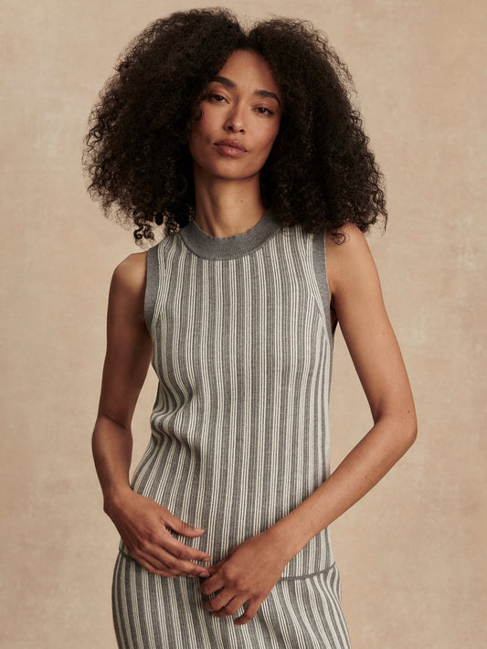 Farida Rib Tank Silver Filigree Melange - Varley