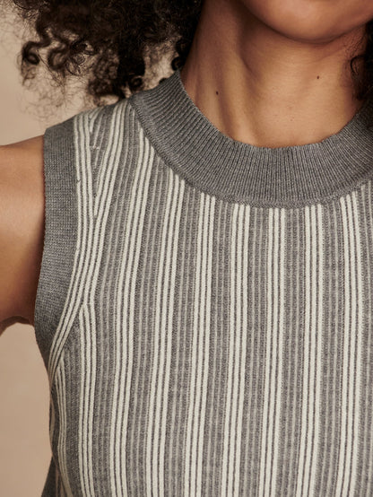 Farida Rib Tank Silver Filigree Melange - Varley