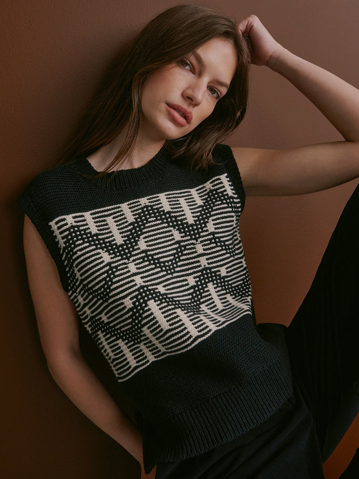 Oline Fairisle Knit Vest Black - Varley