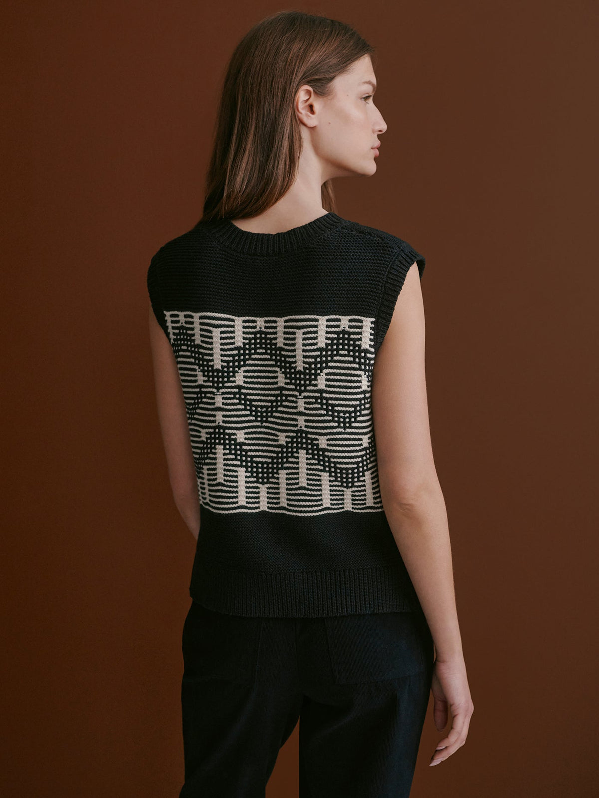 Oline Fairisle Knit Vest Black - Varley