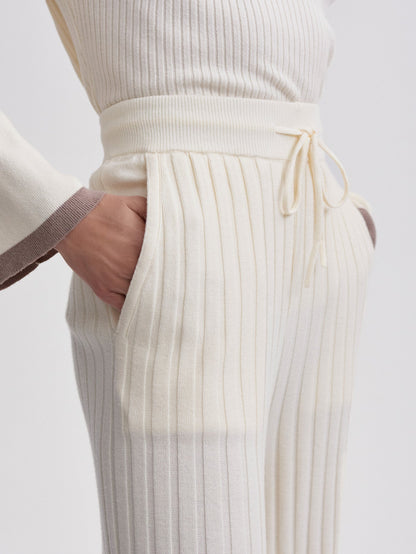 Simeon Wide Rib Knit Trouser Egret - Varley