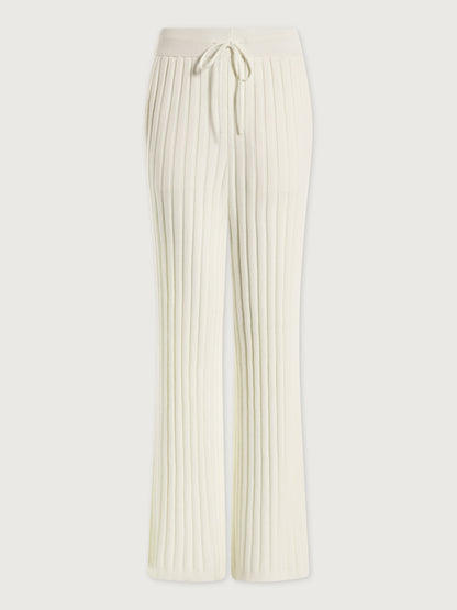 Simeon Wide Rib Knit Trouser Egret - Varley