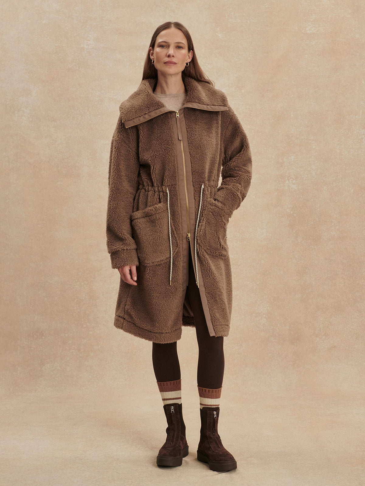 Logan Sherpa Coat Ash Taupe - Varley