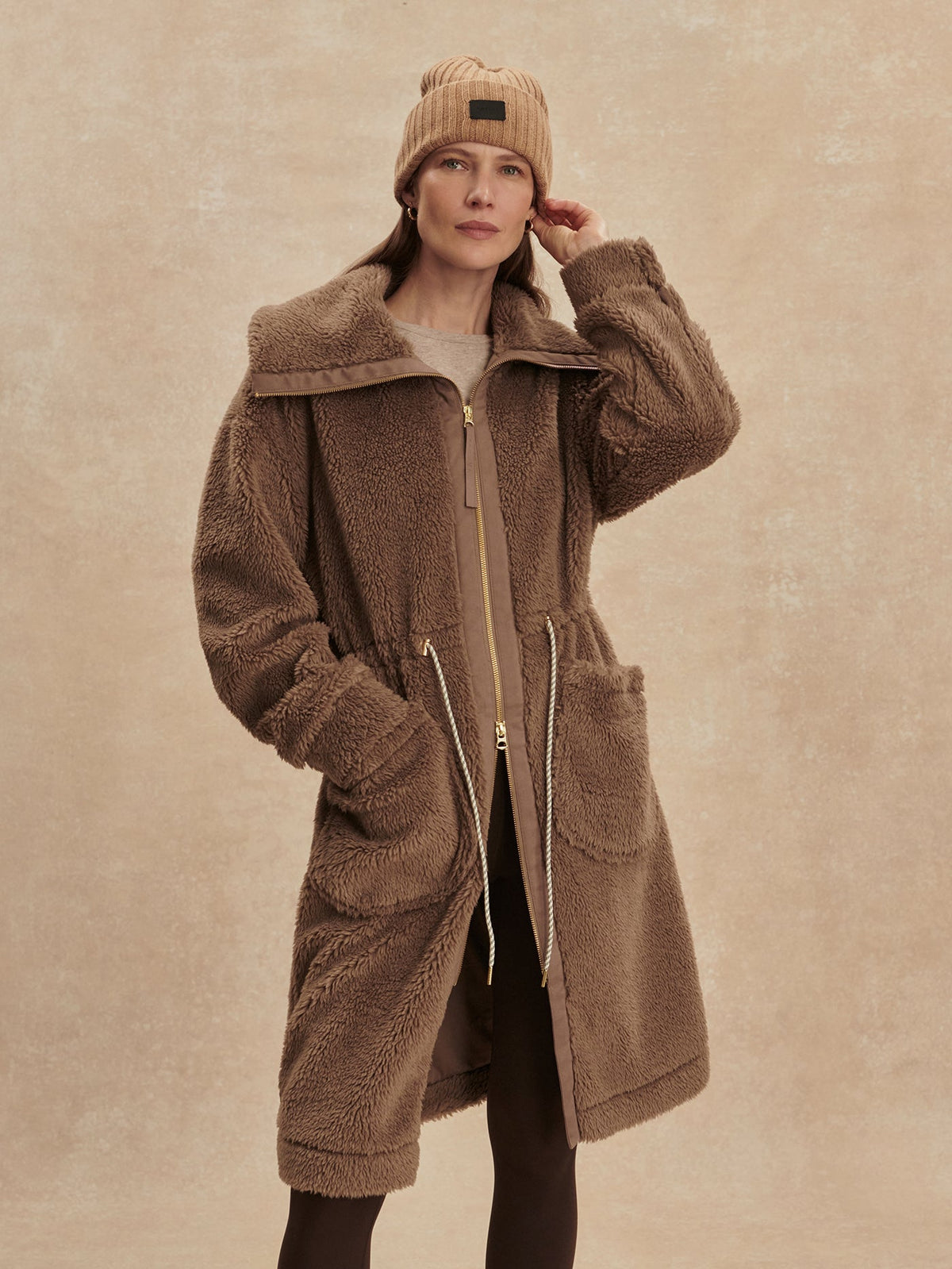 Logan Sherpa Coat Ash Taupe - Varley