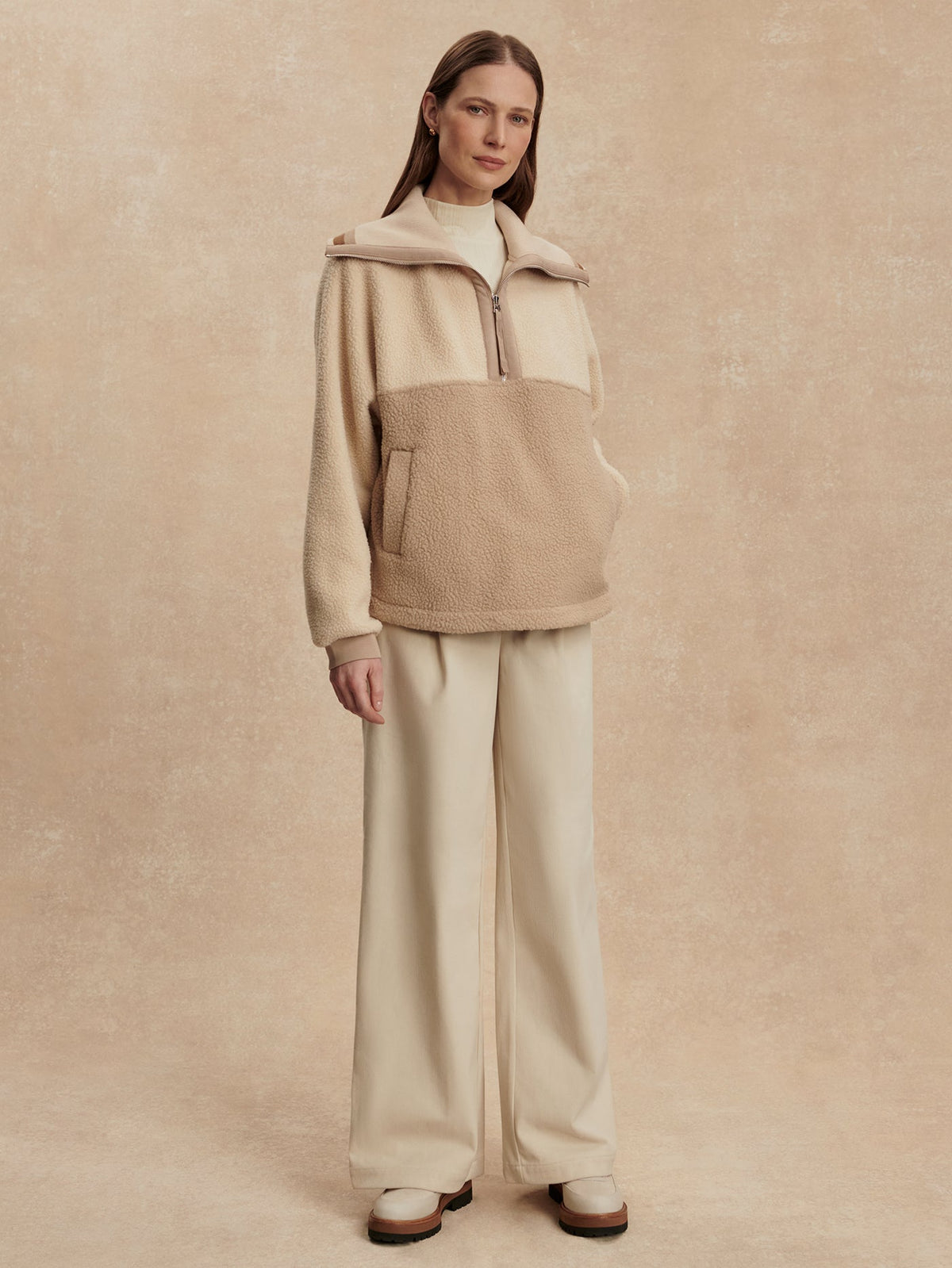 Carmine Relaxed Half Zip Fleece Cool Sand/ Light Taupe - Varley