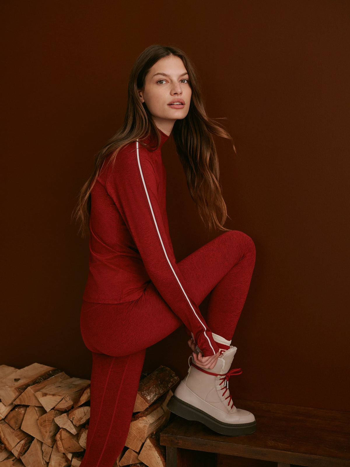 Always Warm Mock Neck Baselayer Red Dahlia Marl - Varley