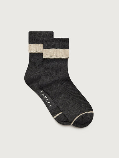 Kerry Plush Roll Top Sock | VARLEY US Charcoal/ Chalk - Varley
