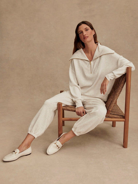 Catherine Half Zip Sweat Ivory Marl - Varley