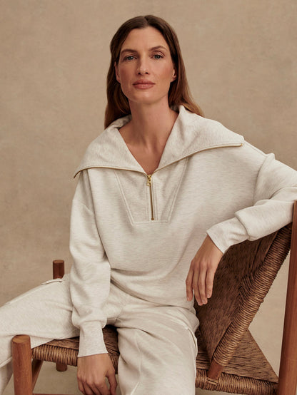 Catherine Half Zip Sweat Ivory Marl - Varley