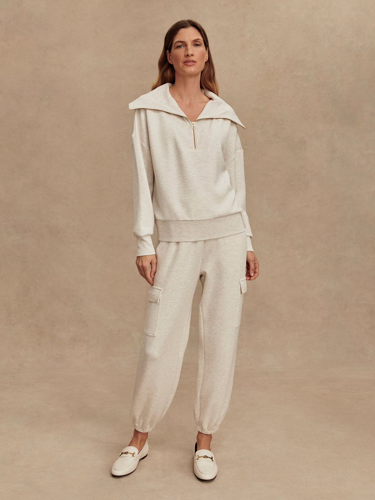 Catherine Half Zip Sweat Ivory Marl - Varley