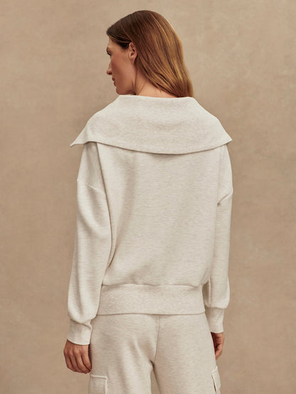 Catherine Half Zip Sweat Ivory Marl - Varley