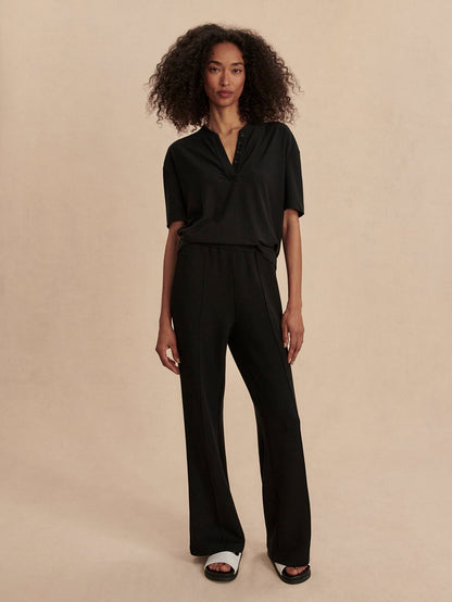 Kasey Mock Placket Rib Tee Black - Varley