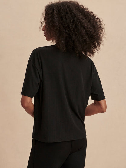 Kasey Mock Placket Rib Tee Black - Varley